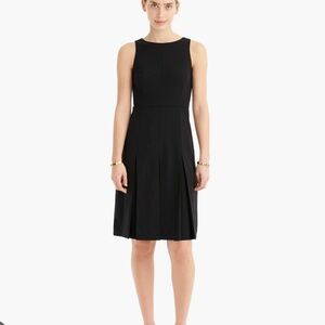 J. Crew Cashmere wool crepe STRETCH black sleeveless pleated midi dress NWT Sz 8